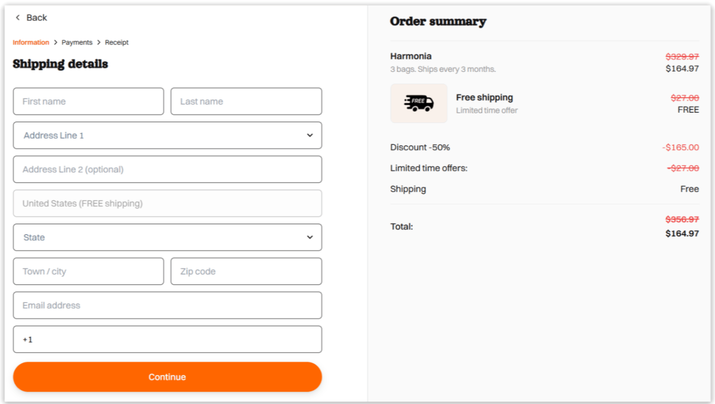 Cortisol cocktail Secure Checkout Page